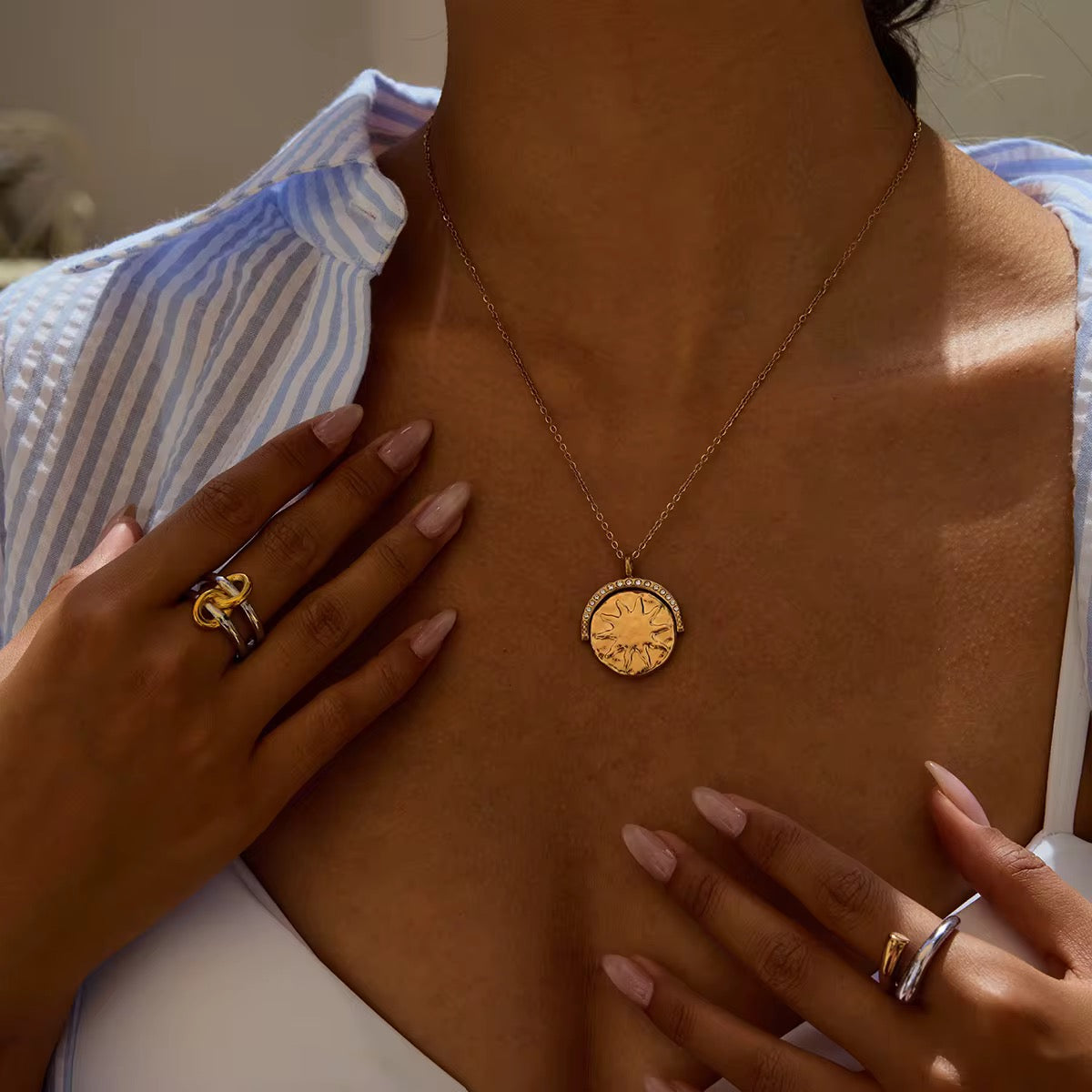 Pendant Necklace Beach Australian Owned Boho And Mala Gold Plated Under Stainless Steel Statement Necklace Waterproof Tarnish-Free Earrings Everyday Boho Jewellery