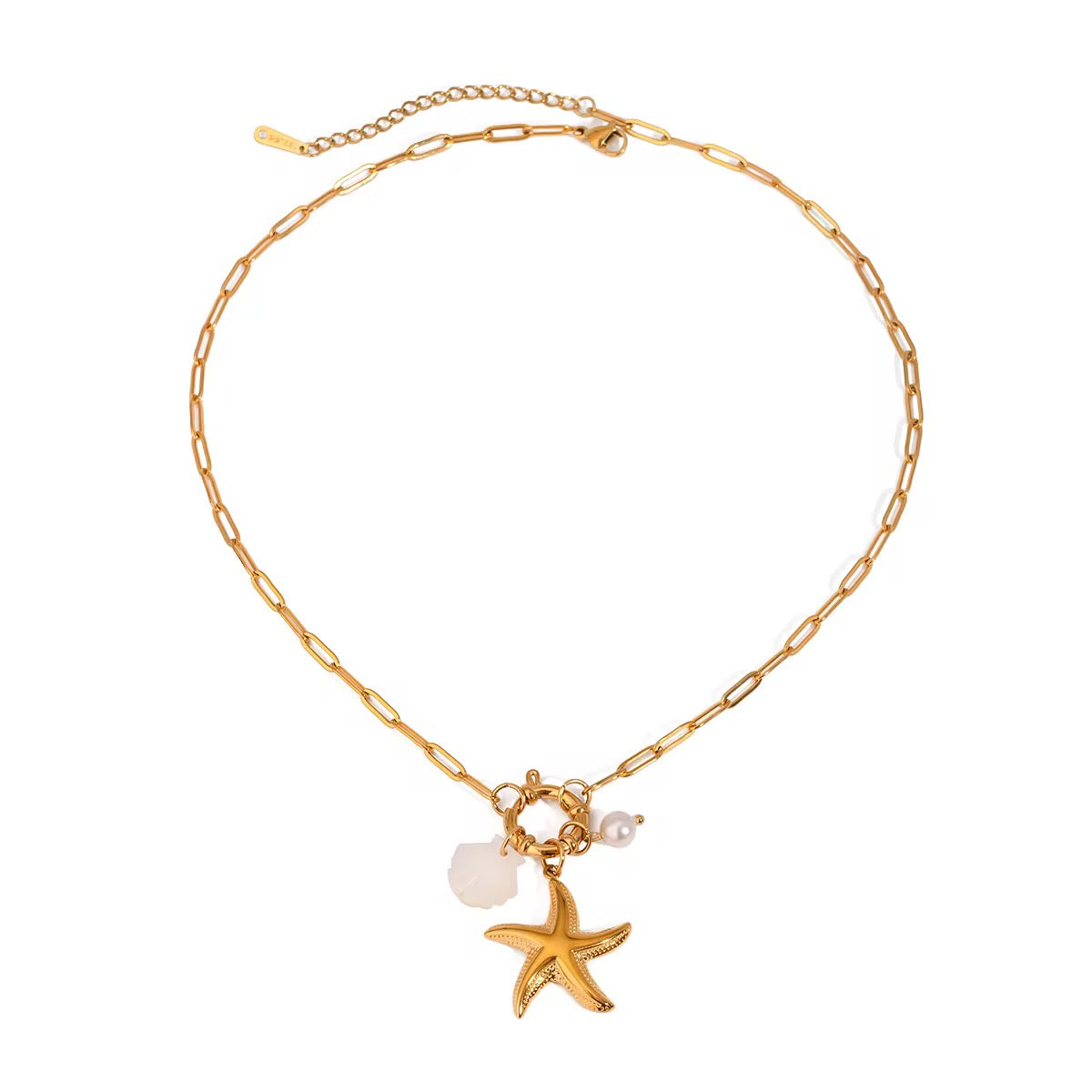 Starfish And Pearl Necklace Beach Australian Owned Boho And Mala Gold Plated Under Stainless Steel Statement Necklace Waterproof Tarnish-Free Earrings Everyday Boho Jewellery
