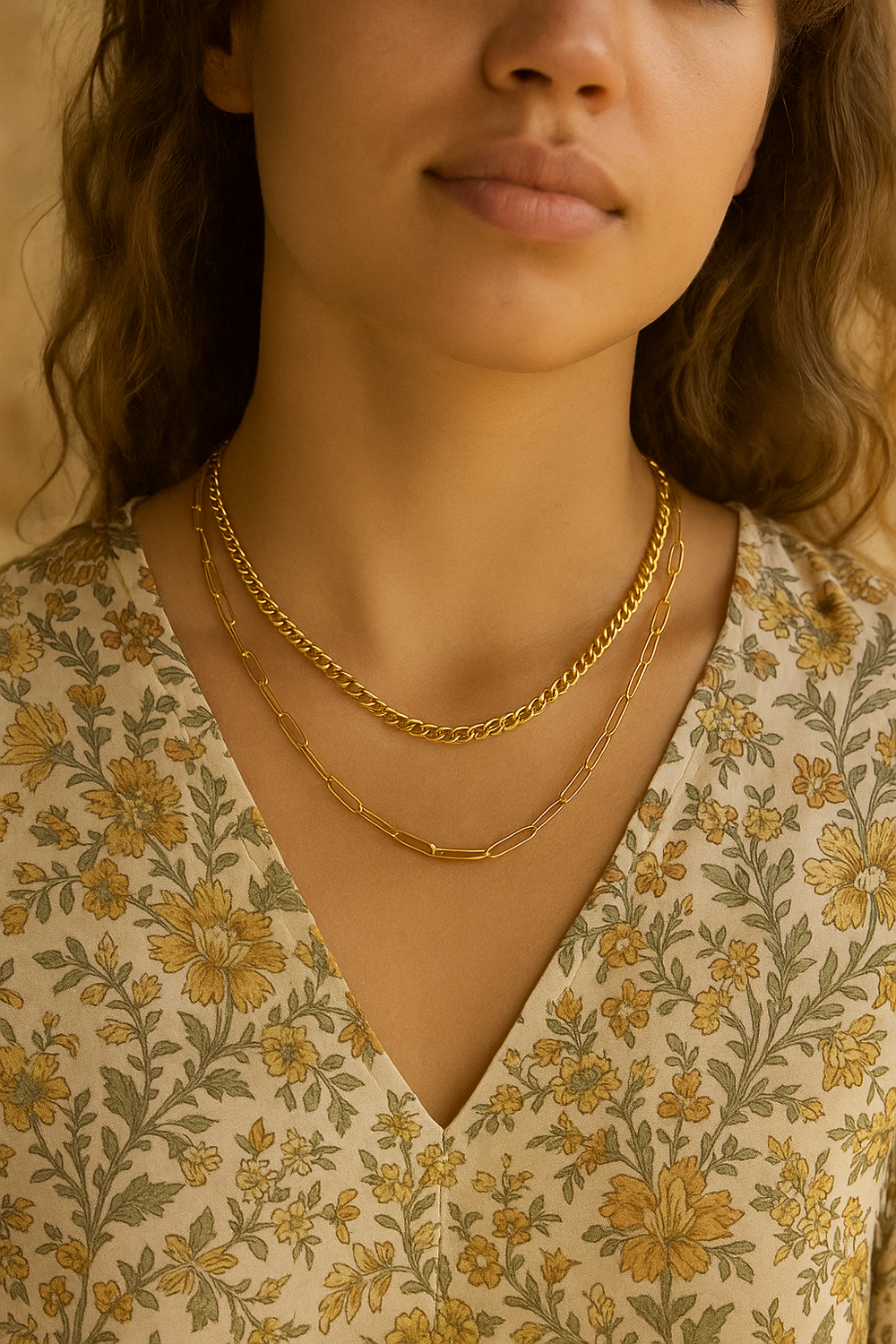 Double Layer Gold Plated Pendant Stainless Steel Waterproof & Tarnish-Free Necklaces- Boho Jewellery For Everyday Wear