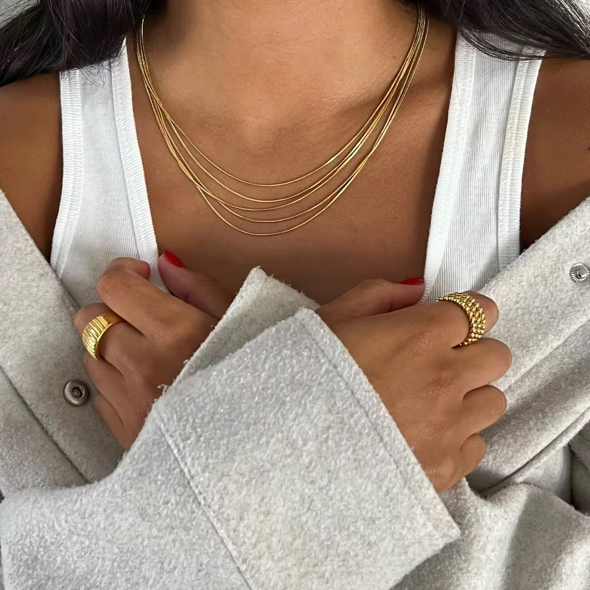 
                  
                    Multi Layer Gold Plated Stainless Steel Waterproof & Tarnish-Free Necklaces- Boho Jewellery For Everyday Wear
                  
                