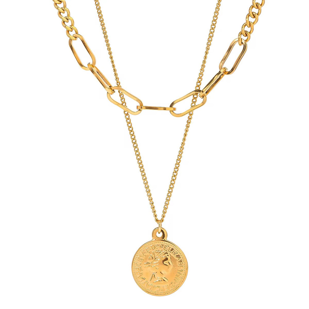 Layered Chain Charm Pendant Beach Coin Australian Owned Boho And Mala Gold Plated Under Stainless Steel Statement Necklace Waterproof Tarnish-Free Earrings Everyday Boho Jewellery