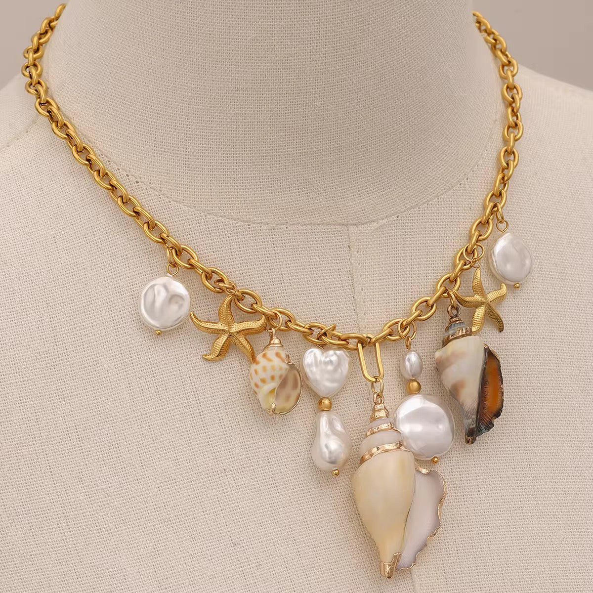 
                  
                    Shell And Pearl Charm Pendant Beach Australian Owned Boho And Mala Gold Plated Under Stainless Steel Statement Necklace Waterproof Tarnish-Free Earrings Everyday Boho Jewellery
                  
                