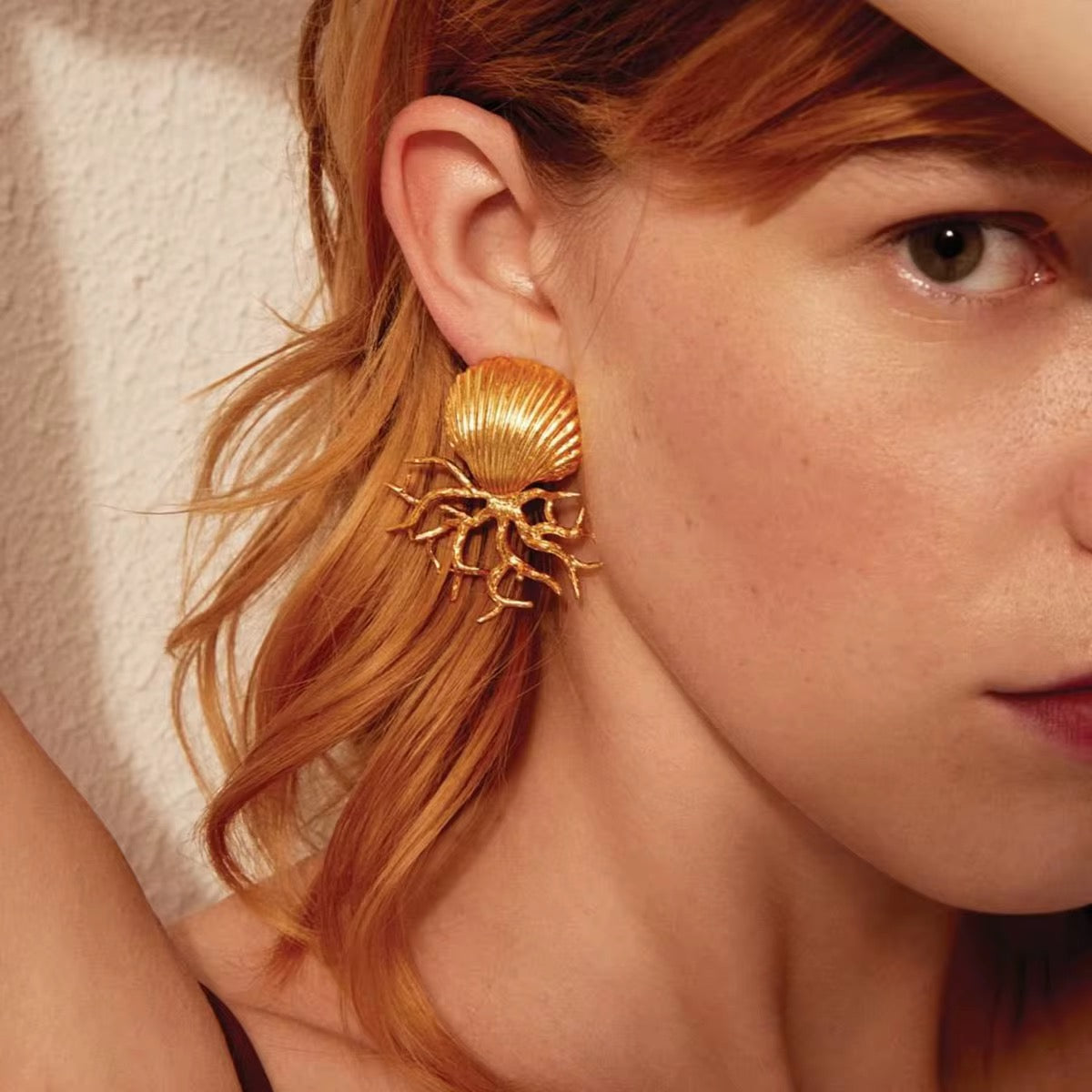 
                  
                    Australian Owned Boho And Mala Gold Plated Under Stainless Steel Statement Sea Shell Hoop Waterproof Tarnish-Free Earrings- Boho Jewellery
                  
                