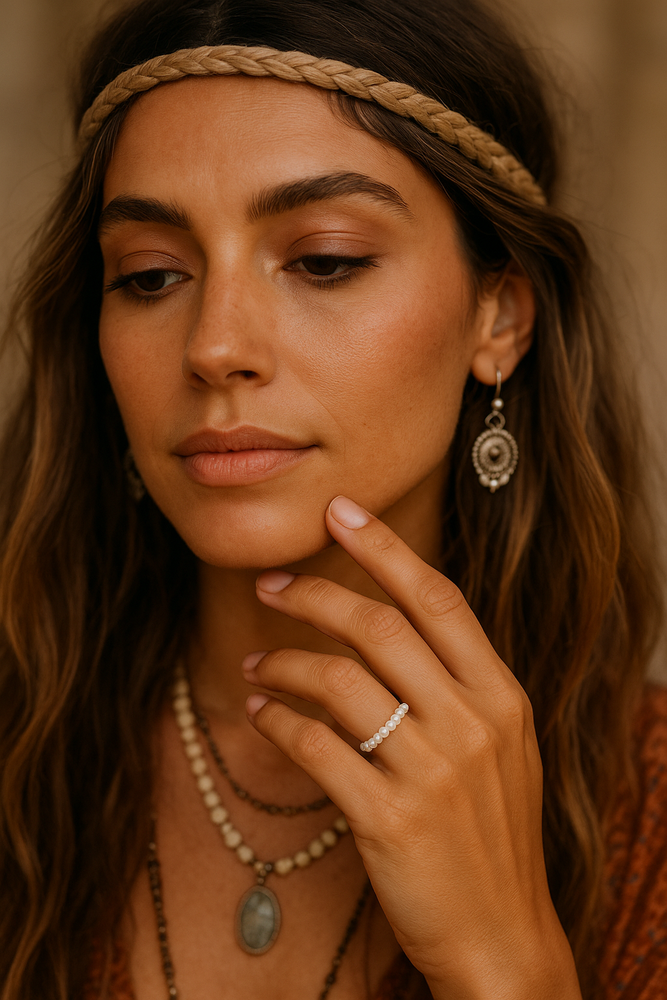 
                  
                    Boho & Mala Beaded Pearl Sterling Silver Ring R1078
                  
                