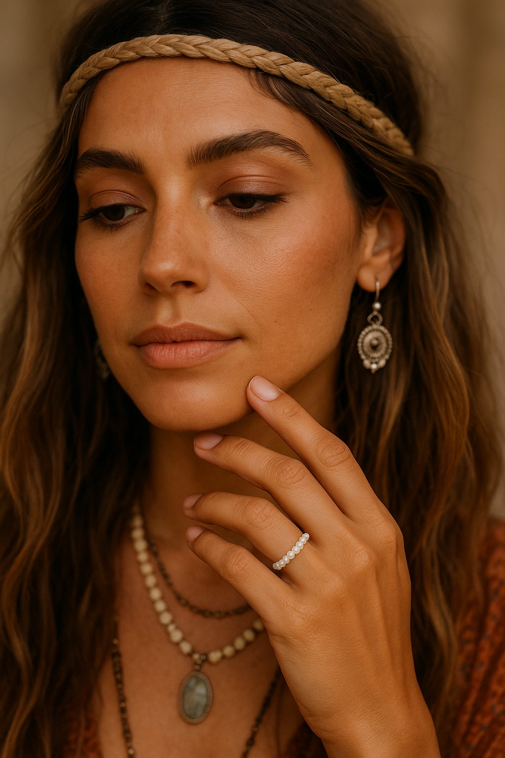
                  
                    Boho & Mala Beaded Pearl Sterling Silver Ring R1078
                  
                