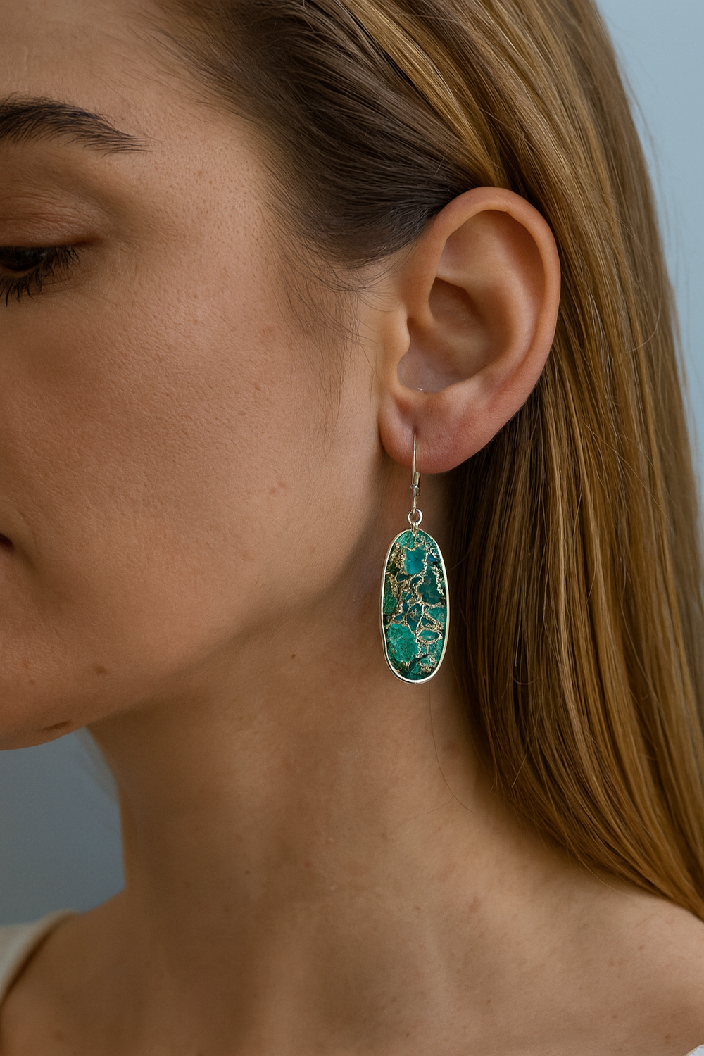 Gold Plated Natural Stone Statement Earrings- Boho Jewellery For Wild Souls