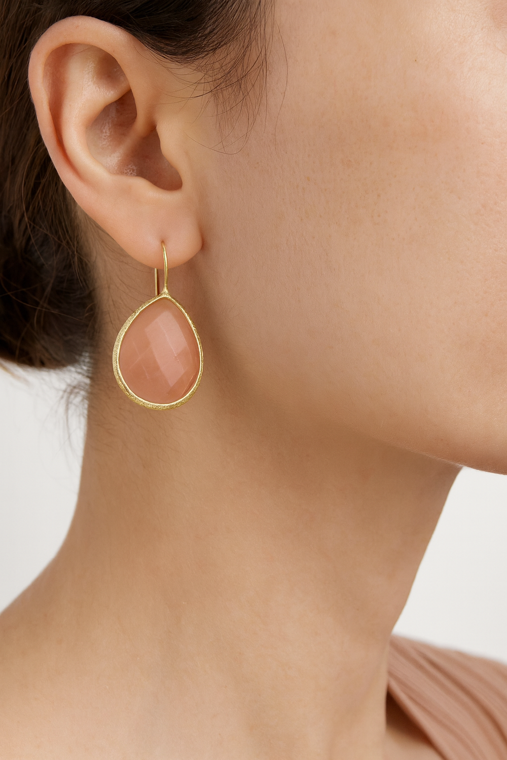 Natural Sun Stone Gold Plated Natural Stone Statement Earrings- Boho Jewellery For Wild Souls