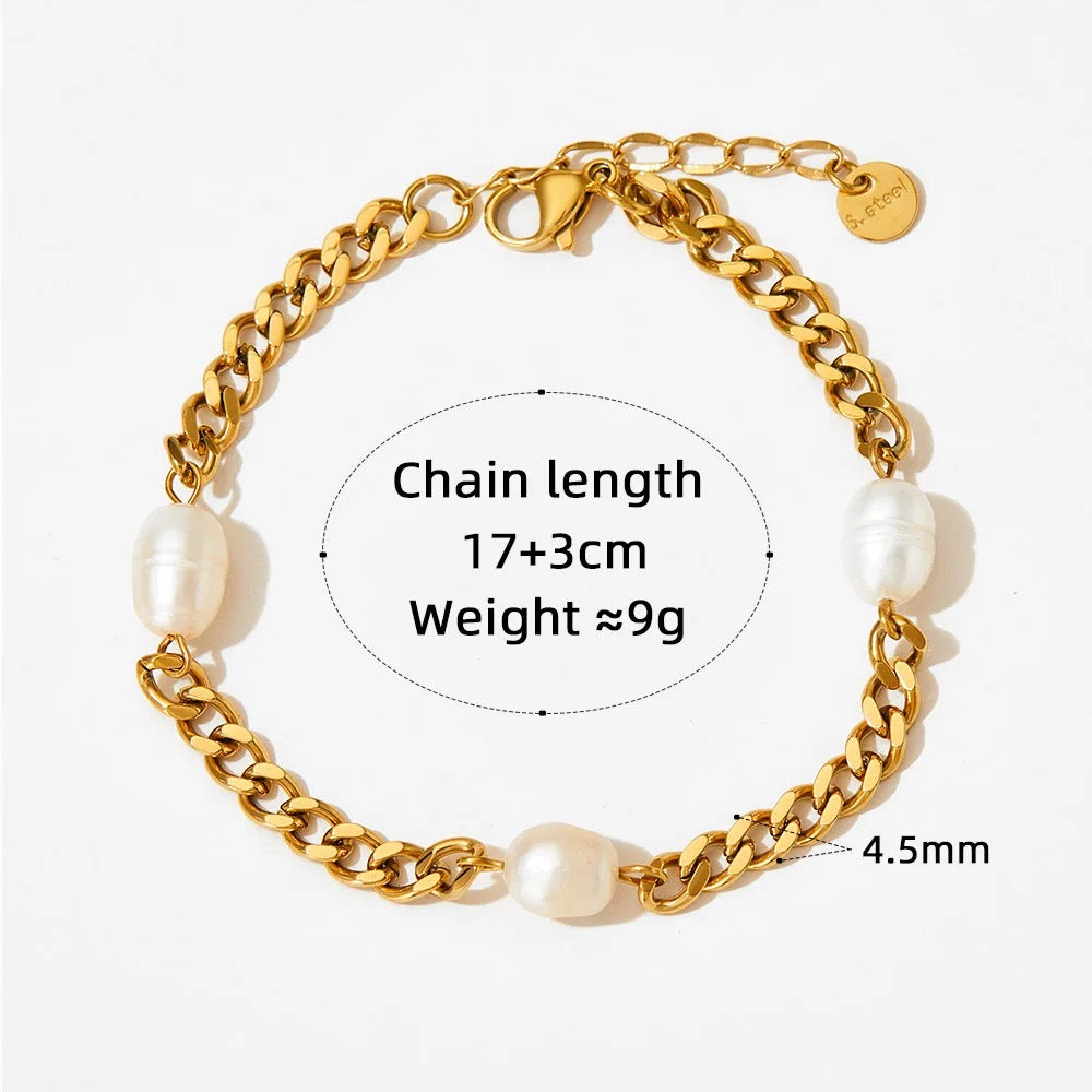 
                  
                    Boho & Mala Freshwater Pearl Gold Plated / Stainless Steel Bracelet
                  
                