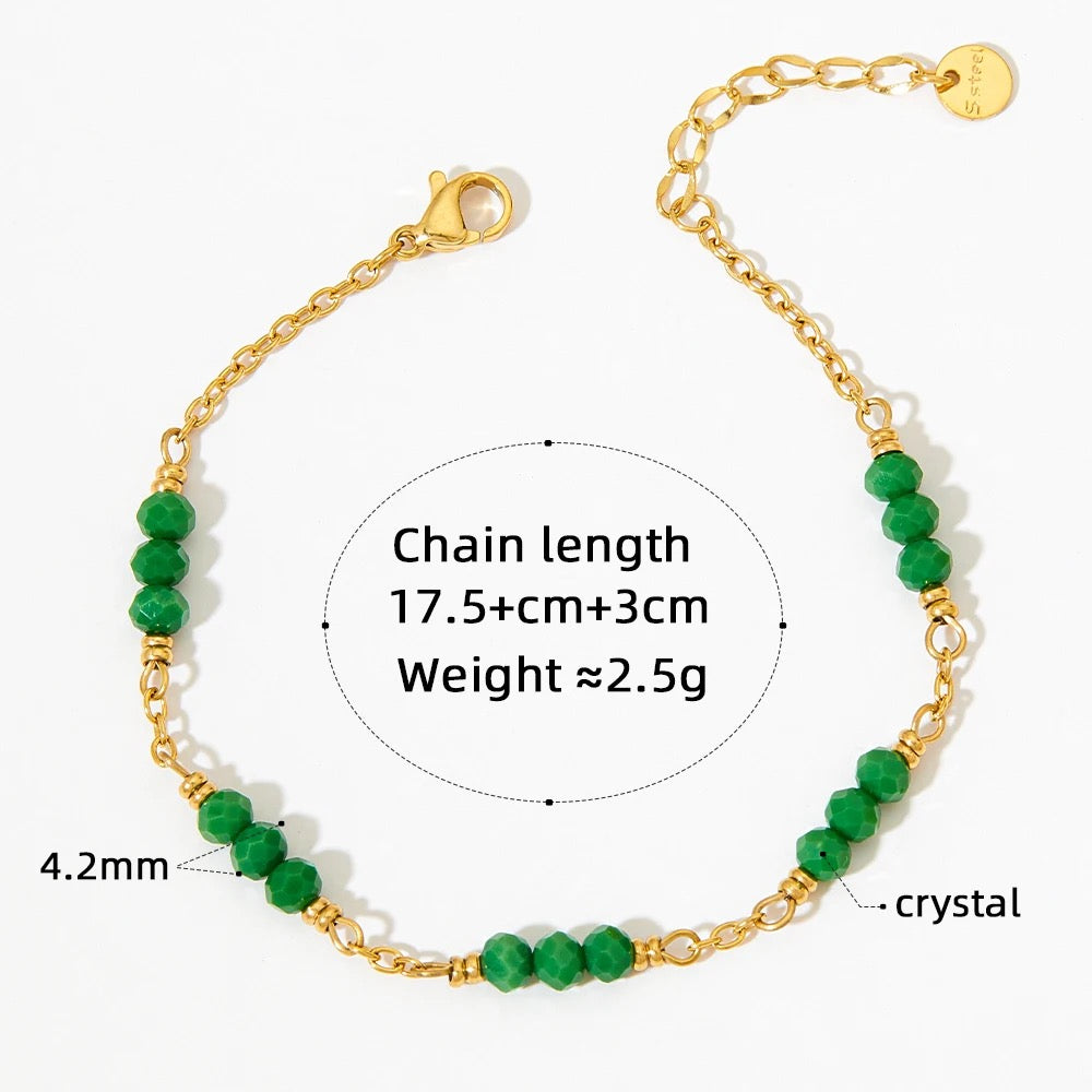 
                  
                    Boho & Mala Green Beaded Gold Plated / Stainless Steel Bracelet
                  
                