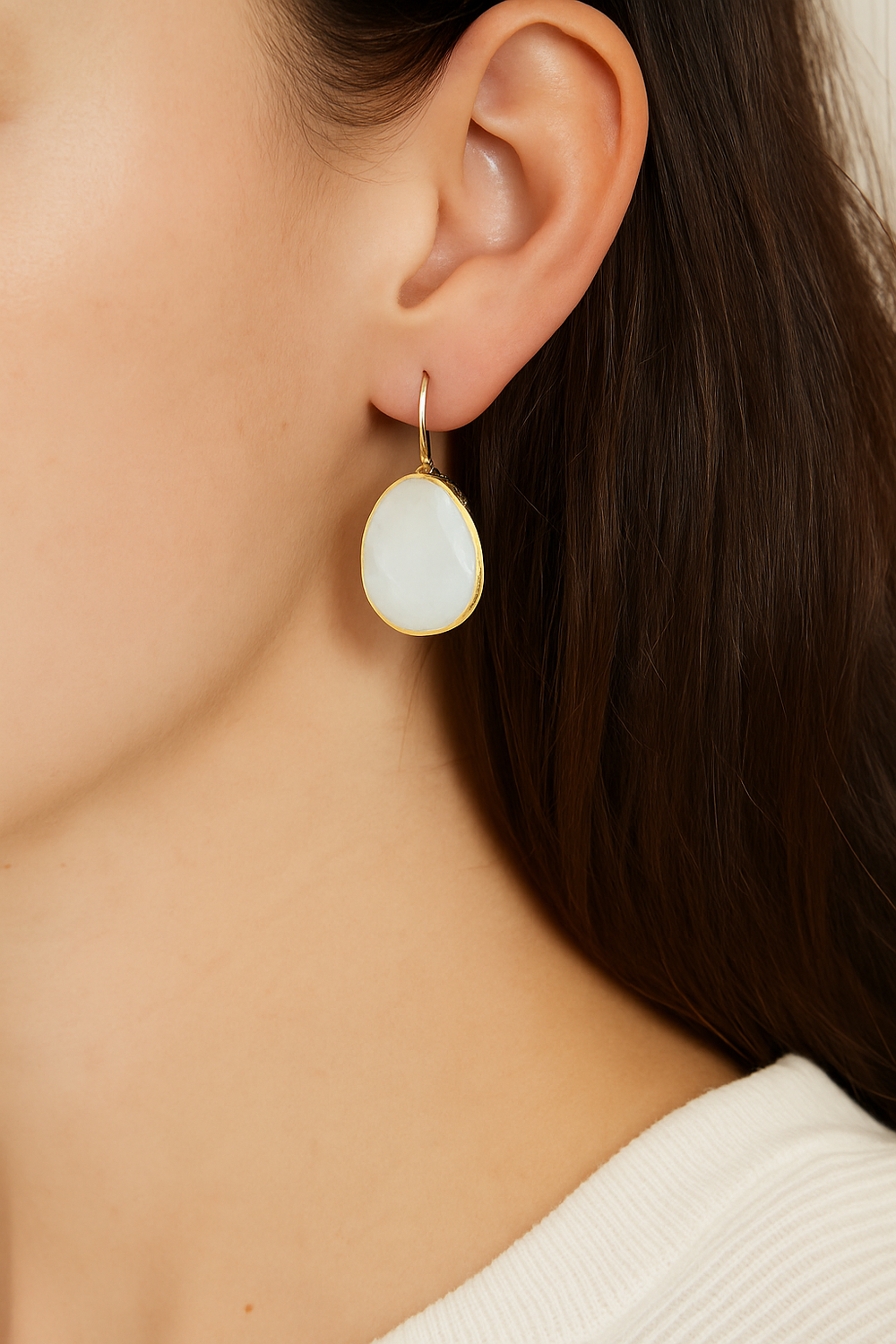Gold Plated Natural Stone Statement Earrings- Boho Jewellery For Wild Souls