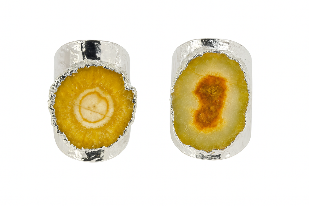 Boho & Mala Yellow Solar Quartz Silver Ring