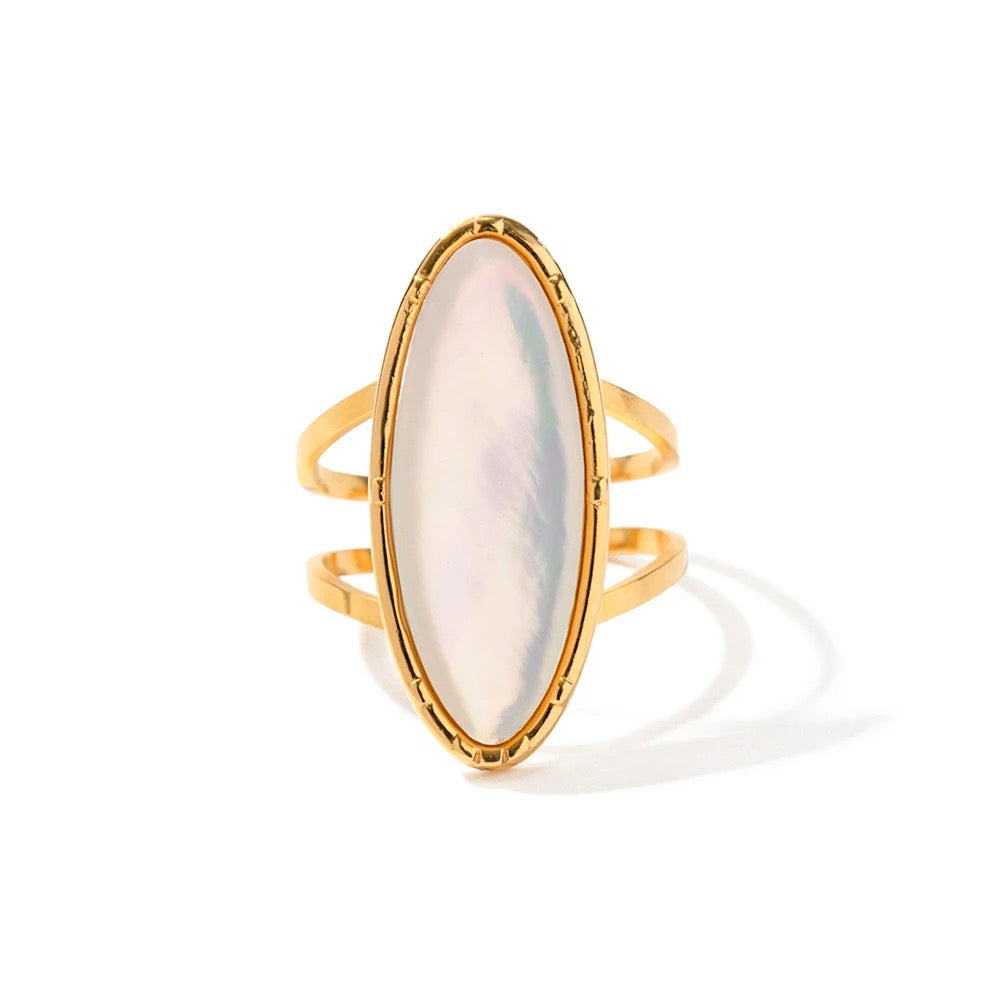 Boho & Mala Shell Gold Plated Stainless Steel Ring (adjustable)