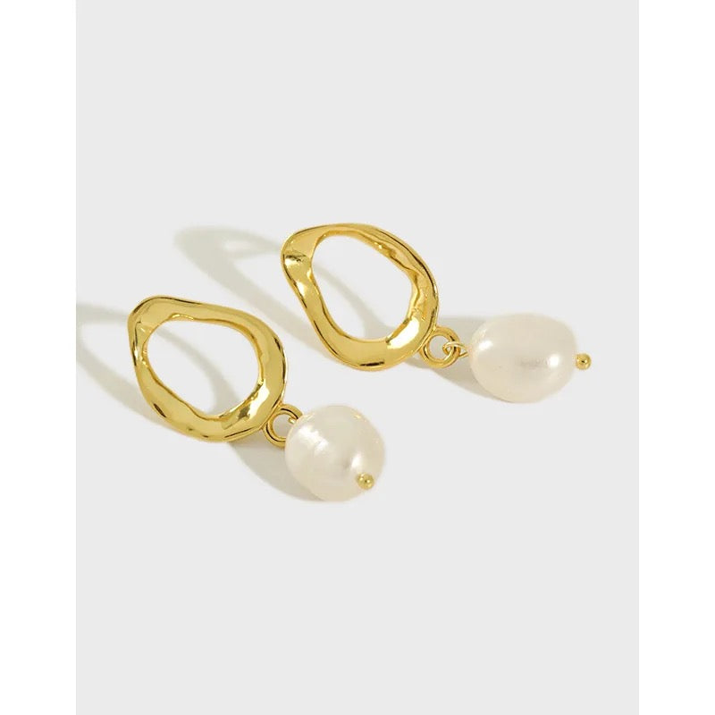 
                  
                    Boho & Mala Pearl 18k Gold Plated Sterling Silver Hoop Earrings
                  
                