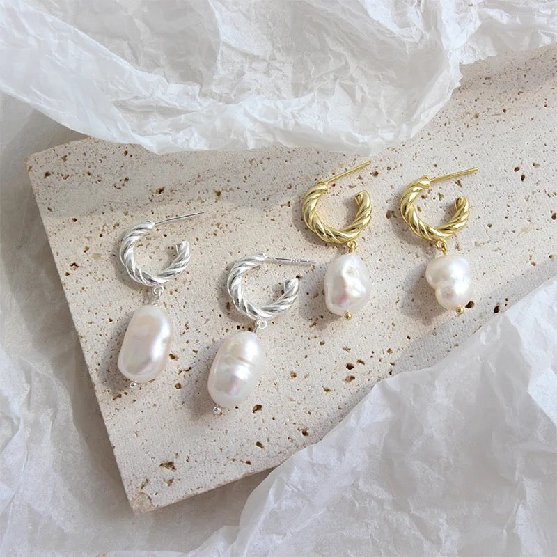 
                  
                    Boho & Mala Freshwater Pearl 18k Gold Plated Hoop Earrings
                  
                