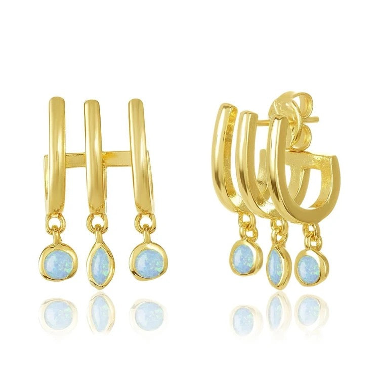 
                  
                    Boho & Mala Triple Blue Opal 18k Gold Plated Stud Earrings
                  
                