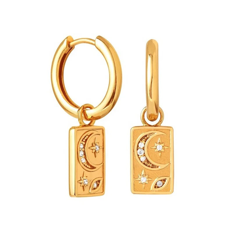 Boho & Mala Huggies 18k Gold Plated Hoop Earrings