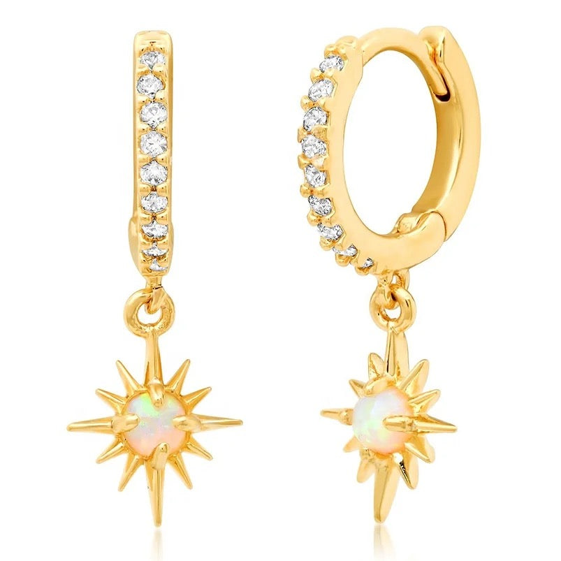 Boho & Mala Opal Star Huggies 18k Gold Plated Hoop Earring