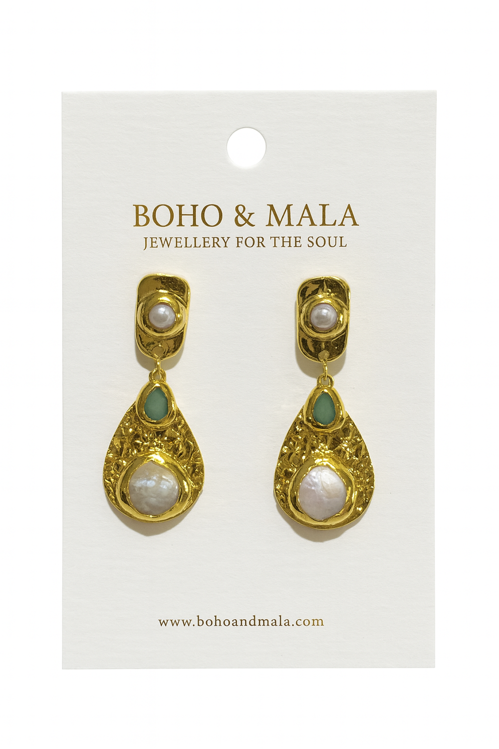 Gold Plated Natural Freshwater Pearl  Statement Earrings- Boho Jewellery For Wild Souls