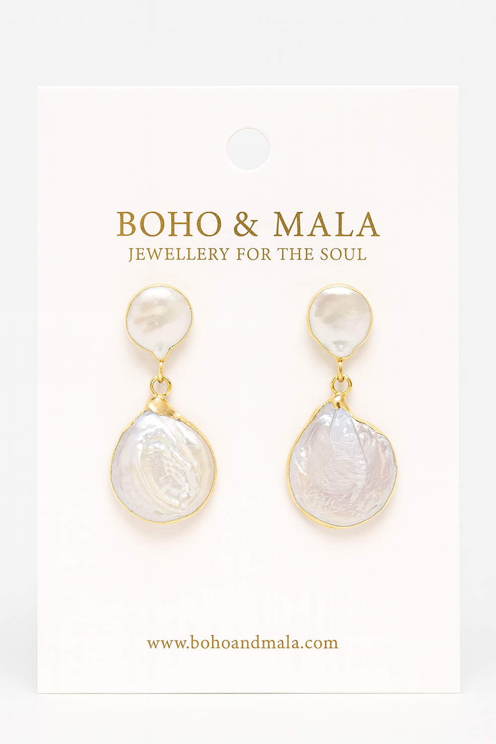 Gold Plated Natural Freshwater Pearl Statement Earrings- Boho Jewellery For Wild Souls