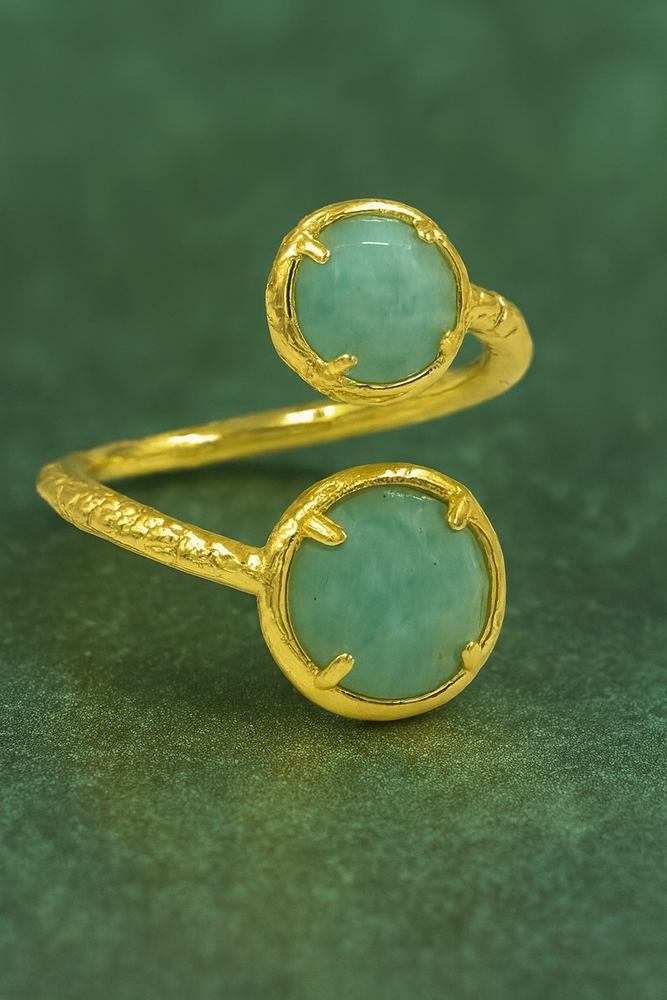 
                  
                    Boho & Mala Adjustable Amazonite Gold Plated Ring
                  
                