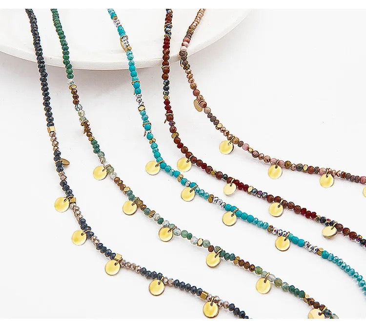 
                  
                    Boho & Mala Blue Natural Stone Stainless Steel/18k Gold Plated Pendant Necklace
                  
                