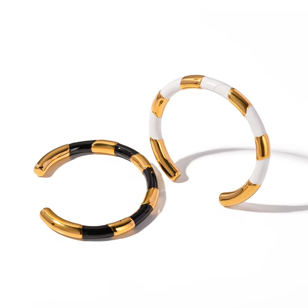 
                  
                    Boho & Mala Black Enamel Gold Plated Stainless Steel Cuff Bracelet
                  
                