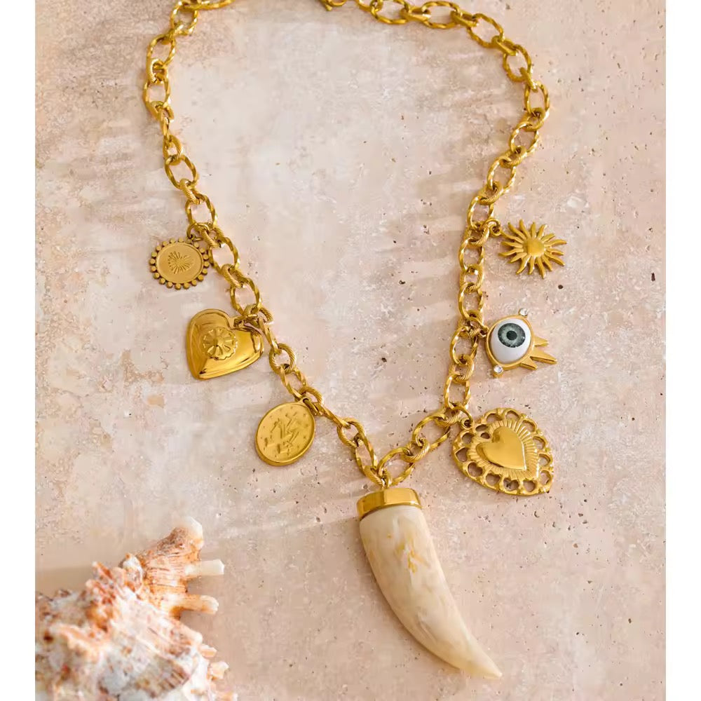 
                  
                    Charm Gold Plated Stainless Steel Waterproof & Tarnish-Free Necklaces- Boho Jewellery For Everyday Wear
                  
                