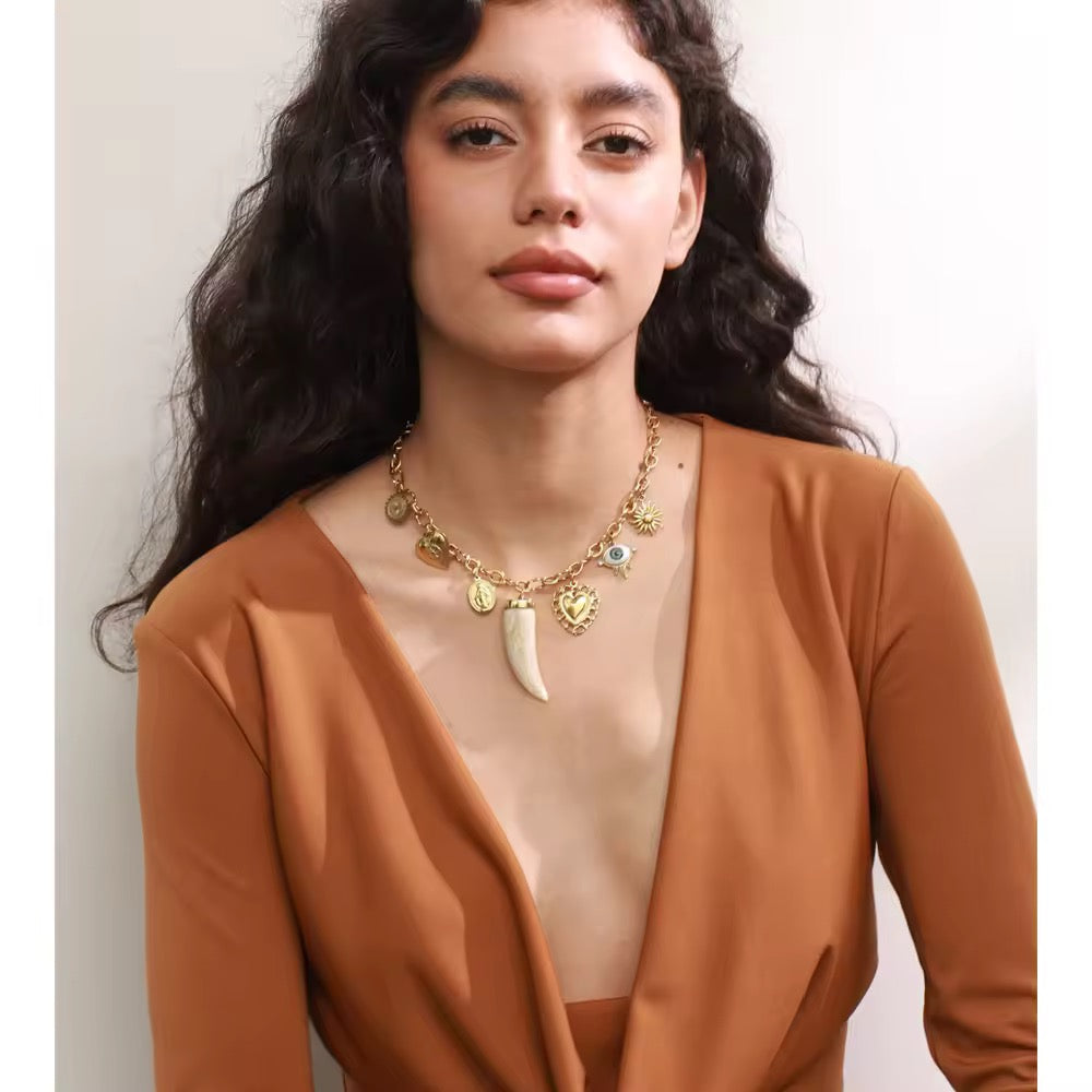 
                  
                    Charm Gold Plated Stainless Steel Waterproof & Tarnish-Free Necklaces- Boho Jewellery For Everyday Wear
                  
                