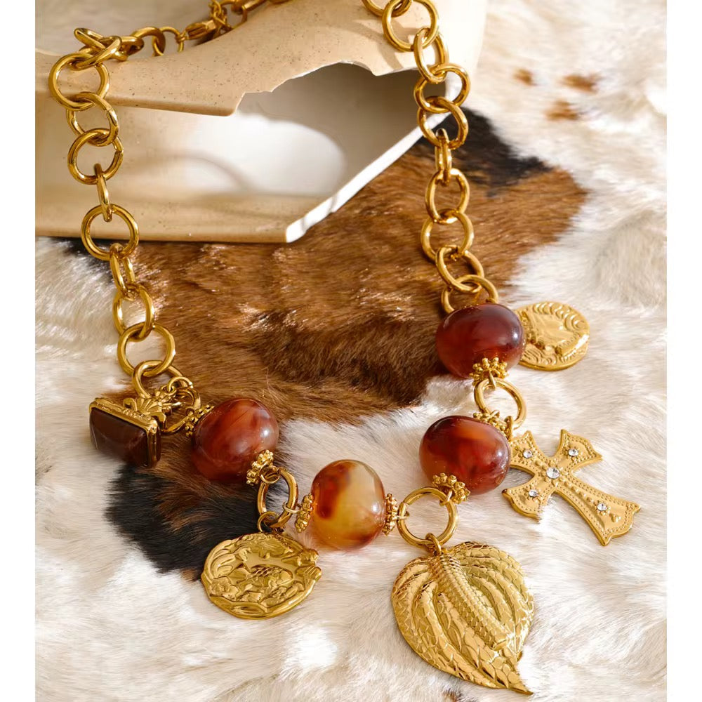 
                  
                    Charm Gold Plated Stainless Steel Waterproof & Tarnish-Free Necklaces- Boho Jewellery For Everyday Wear
                  
                