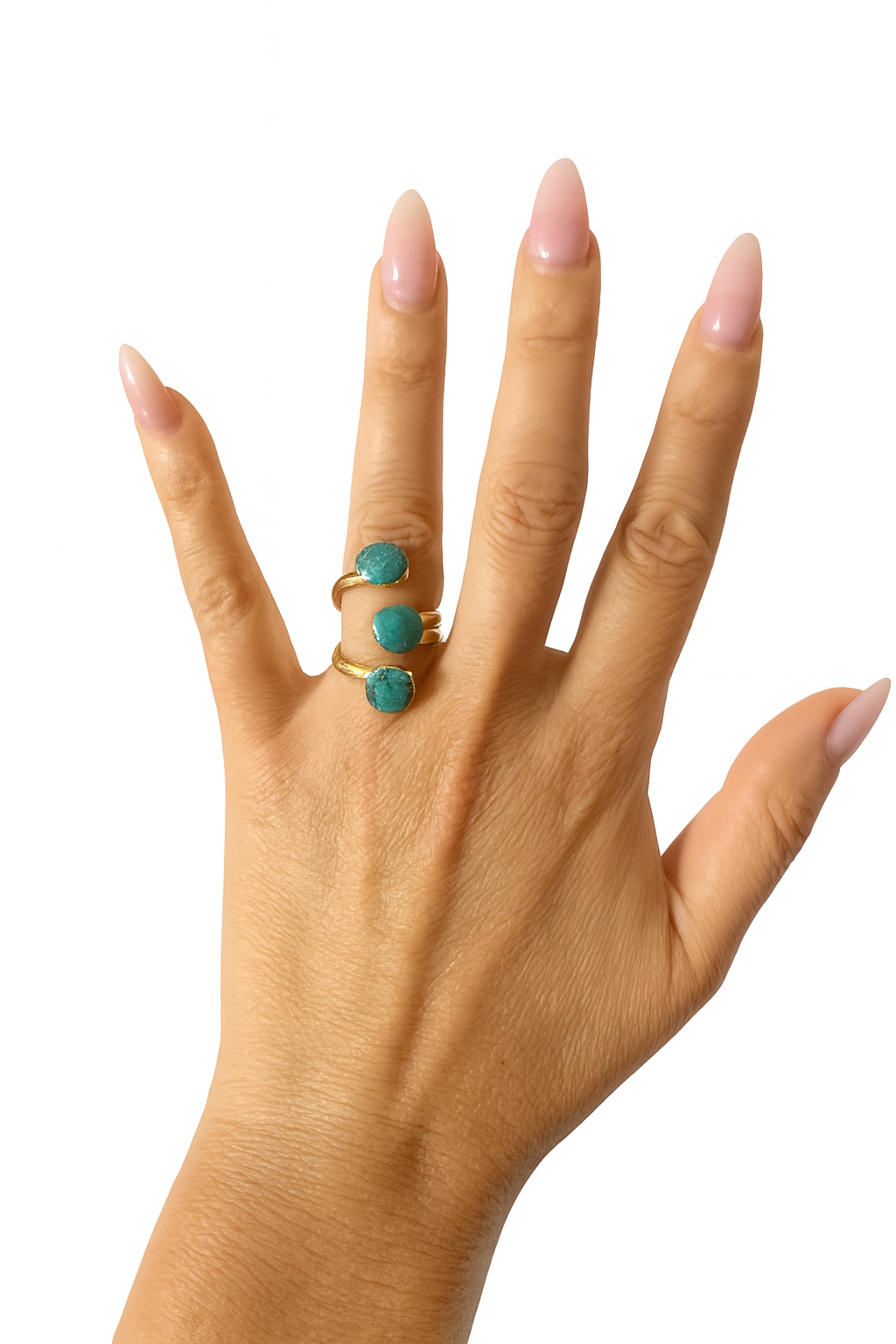 
                  
                    Boho & Mala Triple Blue Stone Gold Ring (adjustable)
                  
                