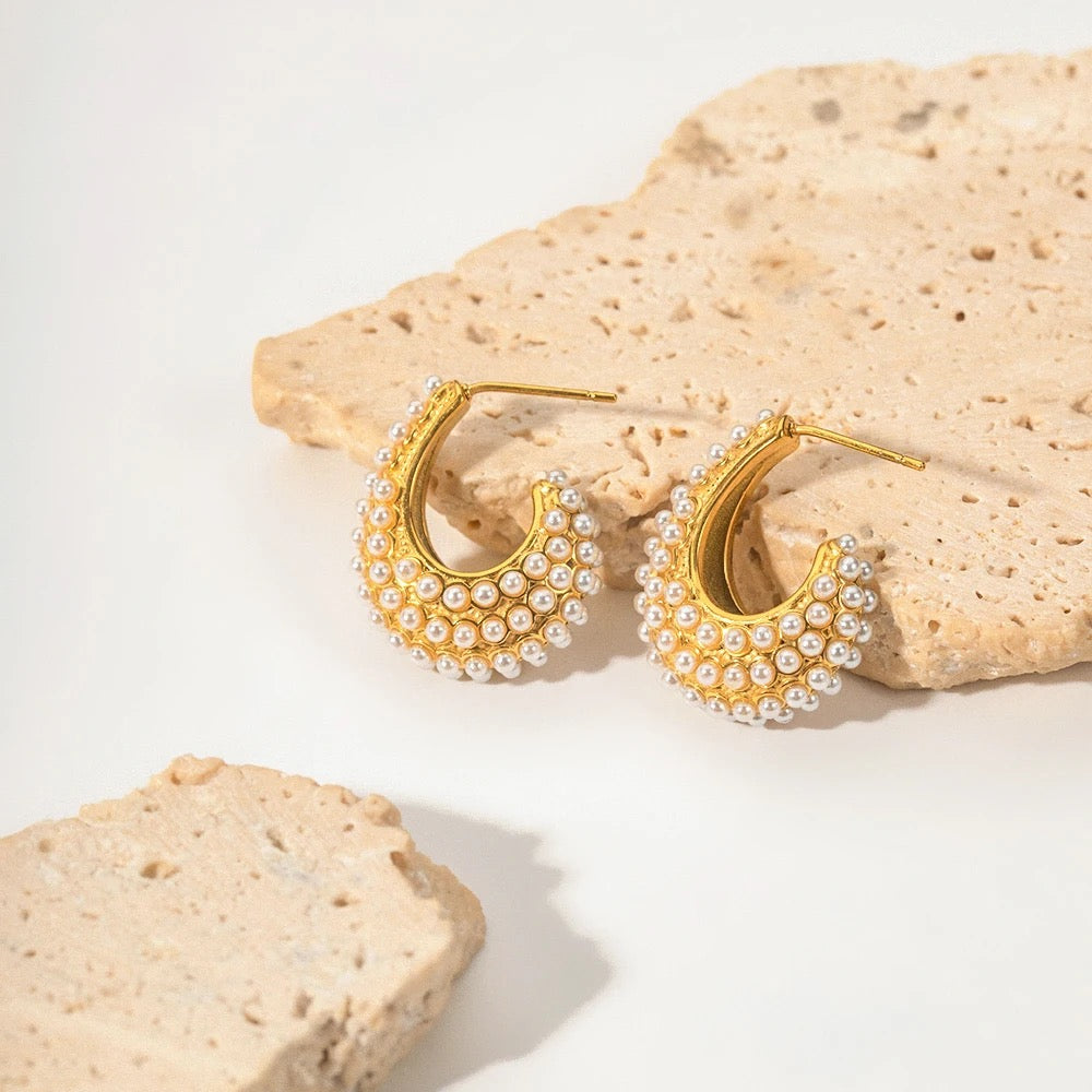 Boho & Mala Stainless Steel Gold Plated Stud Earrings