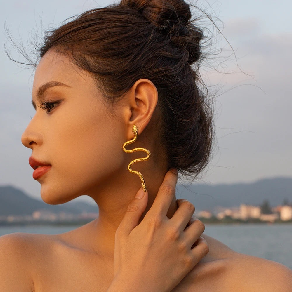 Boho & Mala Pearl Stainless Steel Gold Plated Hoop Earrings
