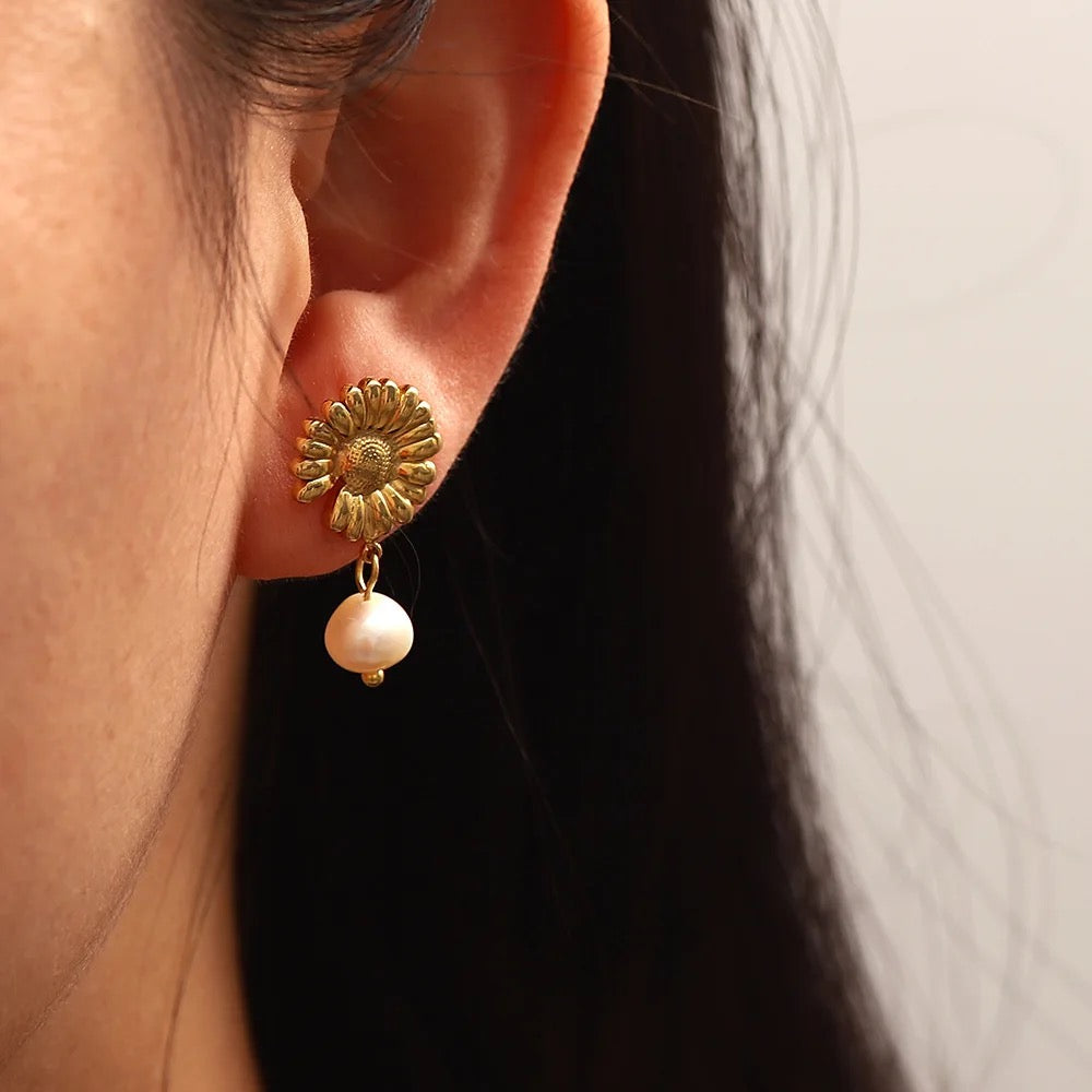 Boho & Mala Stainless Steel Gold Plated Stud Earrings