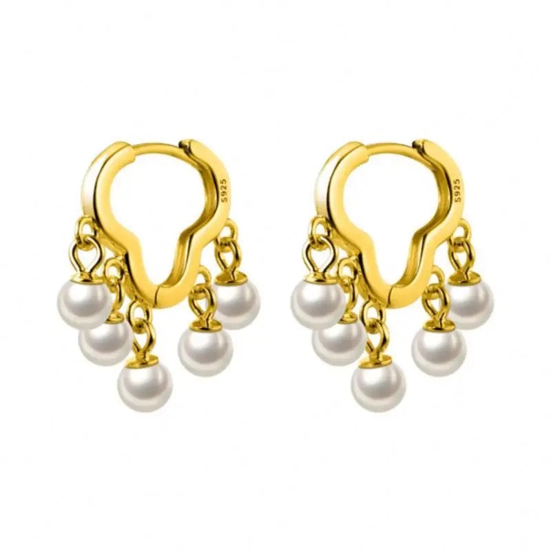 Boho & Mala Pearl 18k Gold Plated Hoop Earrings