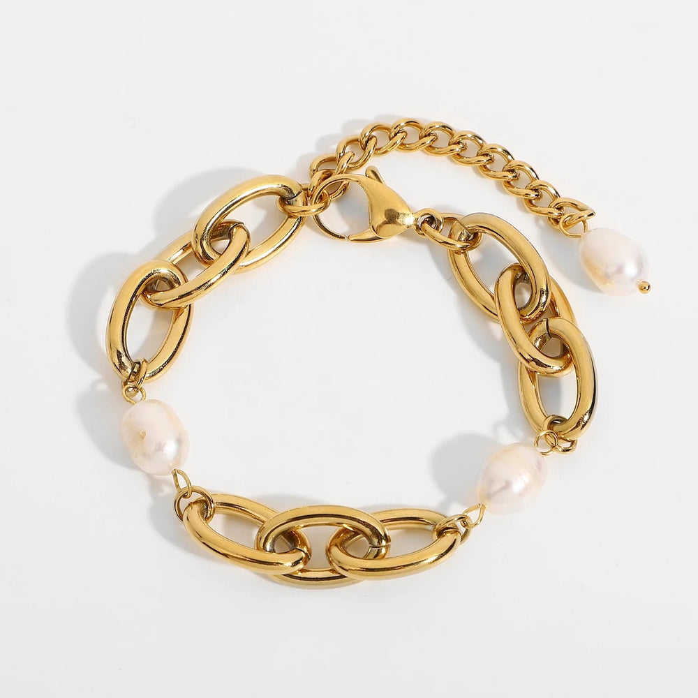 Boho & Mala Pearl Gold Plated / Stainless Steel Bracelet