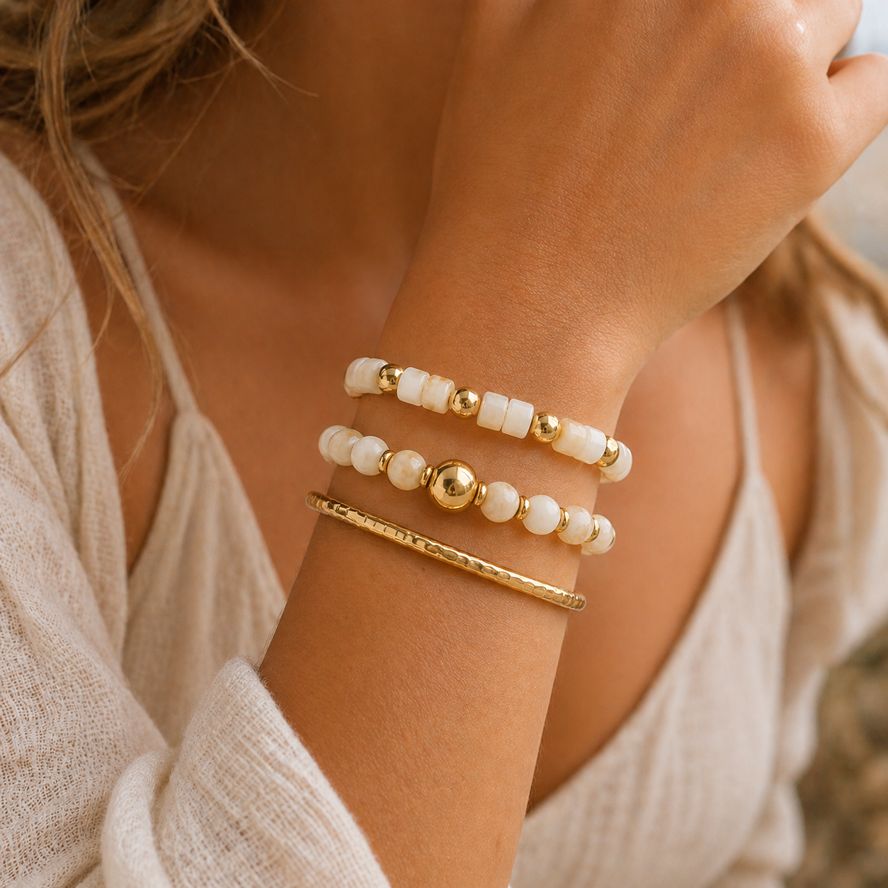 
                  
                    Ivory Glow Bracelet Stack
                  
                