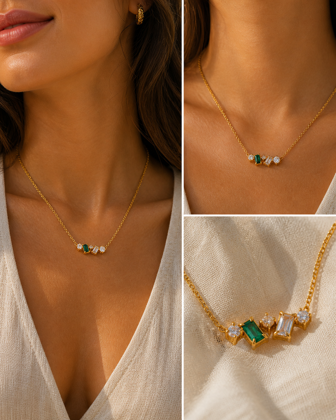 
                  
                    Emerald Glow Bar Necklace
                  
                
