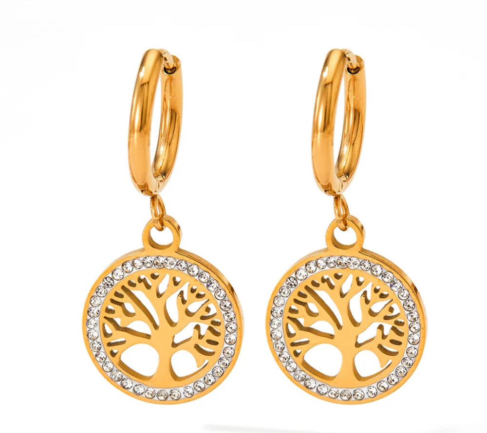 Boho & Mala Tree Of Life Gold Plated Earrings