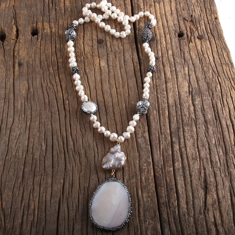 
                  
                    Boho & Mala Natural Tribal Freshwater Pearl & Shell Necklace
                  
                