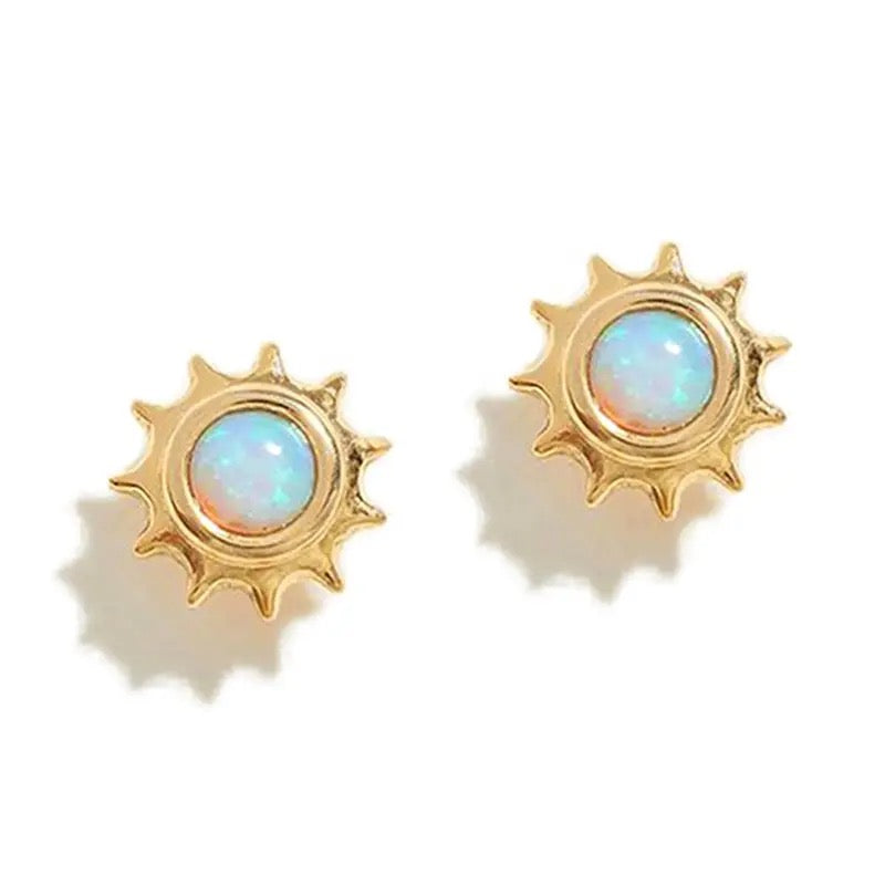 Boho & Mala Mini Opal Stud 18k Gold Plated Earrings