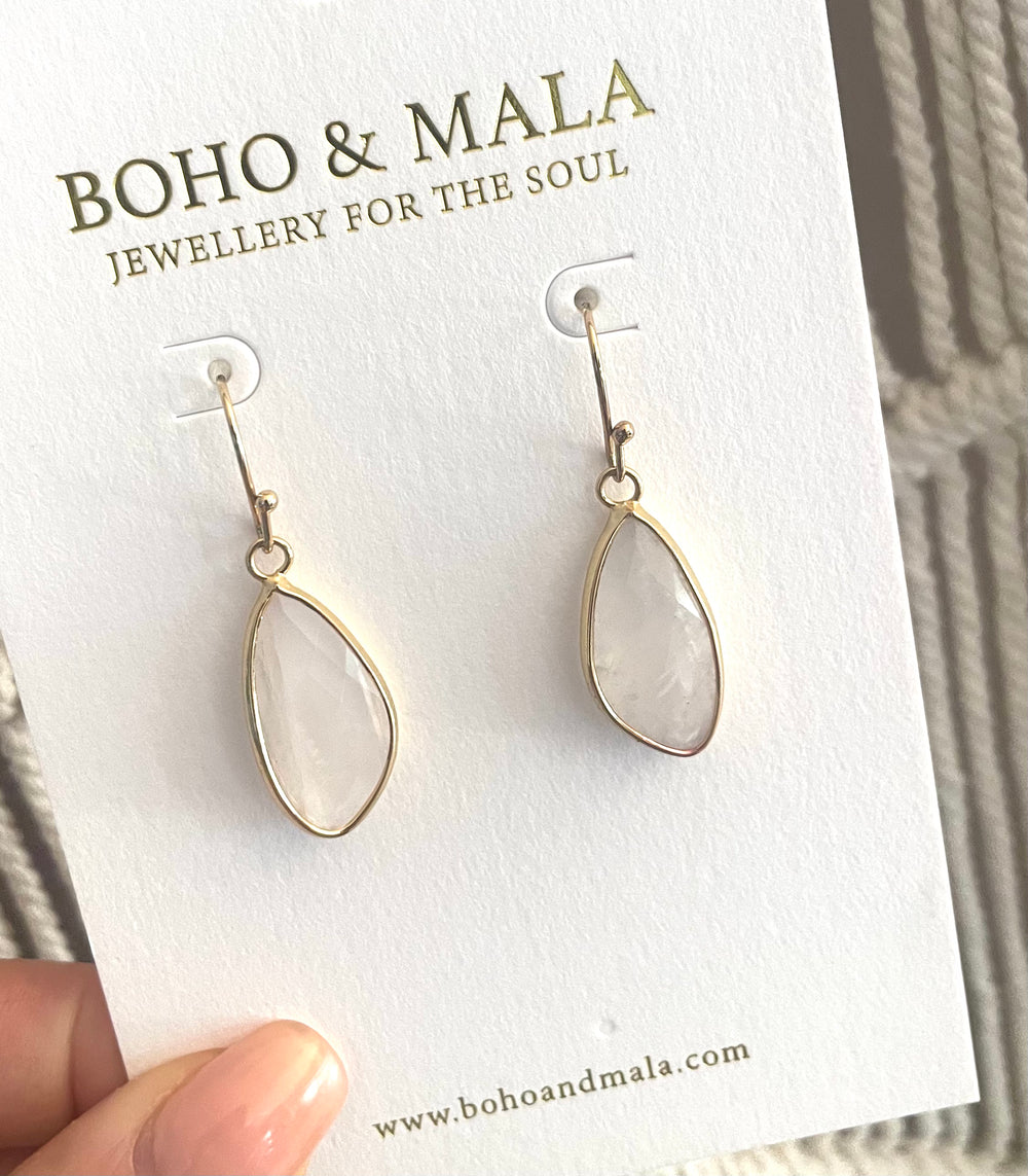 Boho & Mala Moonstone Gold Plated Drop Earrings 2
