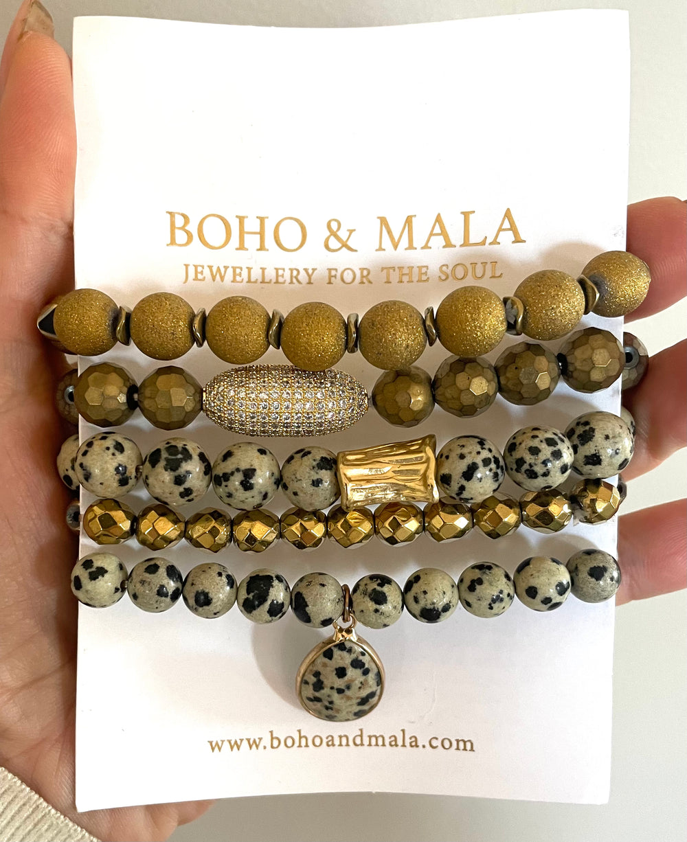 Boho & Mala Jasper Stone Mix Elastic Bracelet Stackable Sets