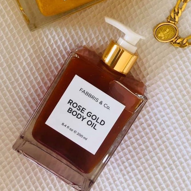 Rose Gold Body Oil 200ml (Glass) Ylang Ylang, Sweet Orange & Sandalwood