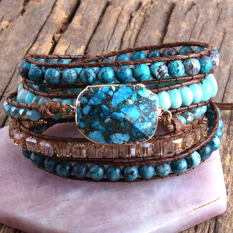 Wrap Bracelets - Blue Agate Stone | Boho & Mala