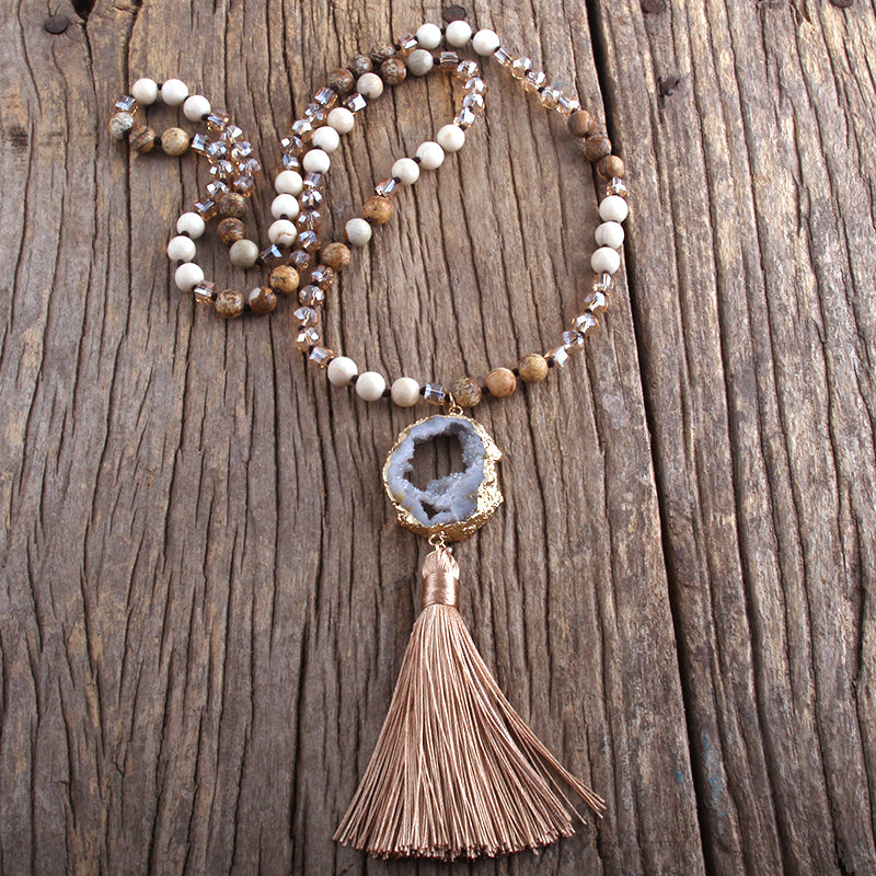 
                  
                    Brown Agate Tassel Necklace at Boho & Mala
                  
                
