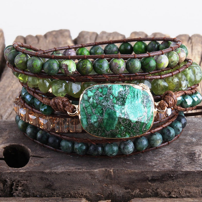 Wrap Bracelets - Green Agate Stone | Boho & Mala