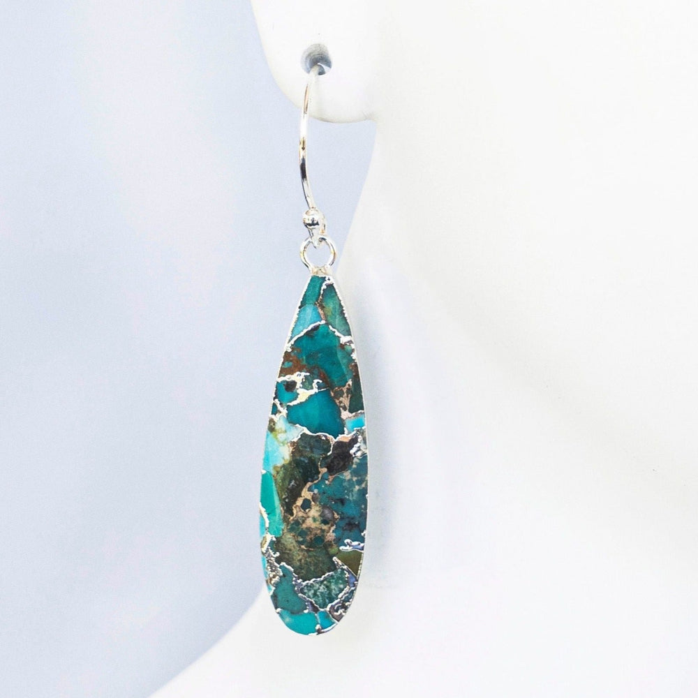 Turquoise Earrings - Silver Plated Drop Earrings | Boho & Mala