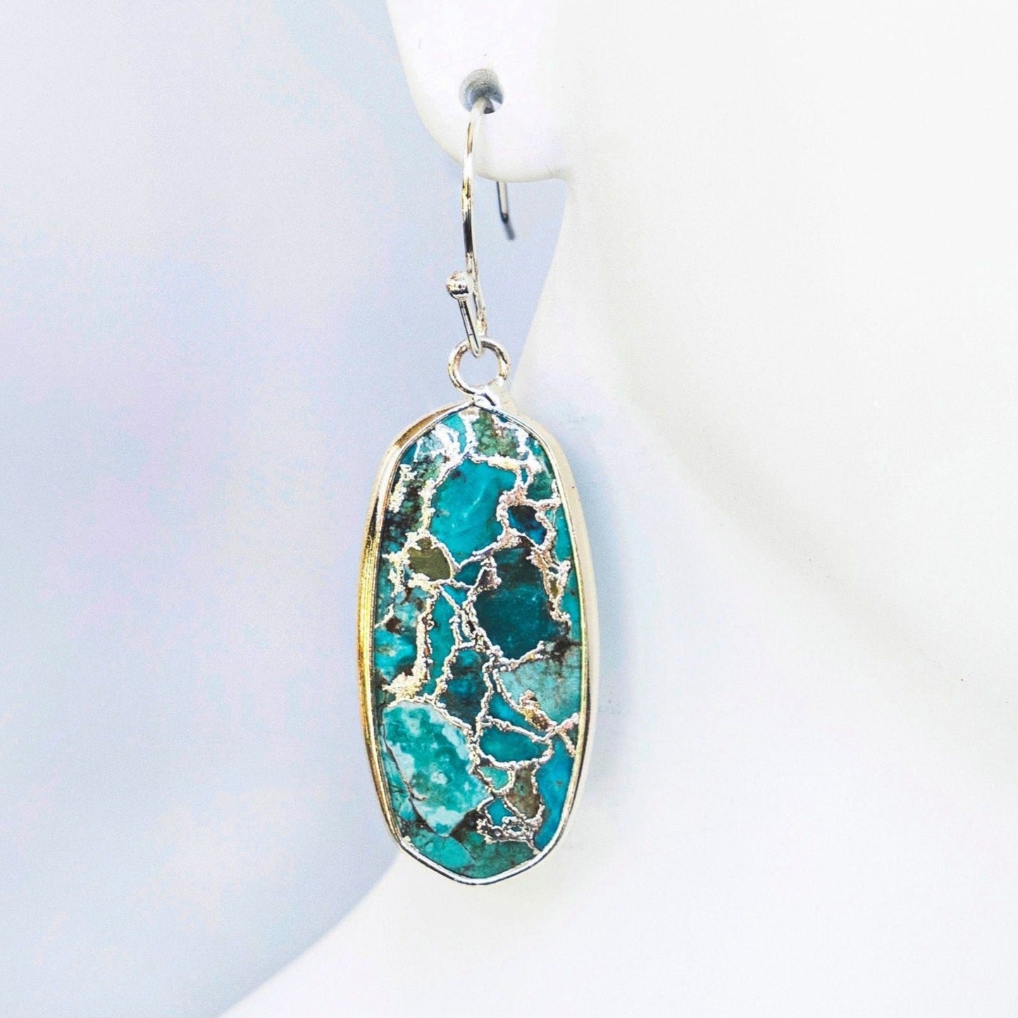 Turquoise Earrings - Silver Plated Drop Earrings |  Boho & Mala