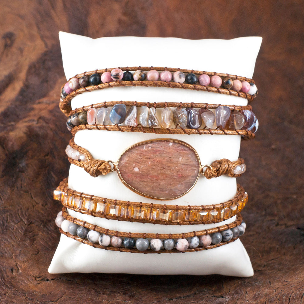 Wrap Bracelets - Beige Agate Stone | Boho & Mala