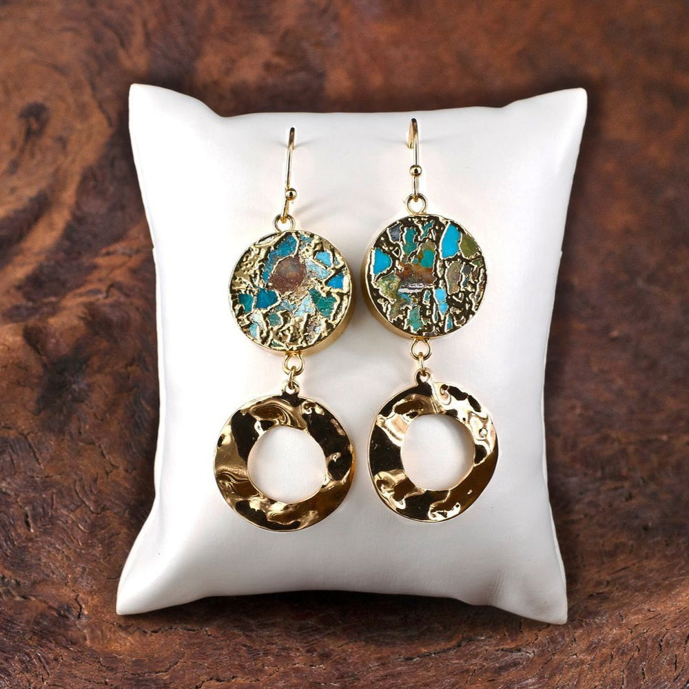 Boho & Mala Double Natural Turquoise & Copper Earrings CR10018